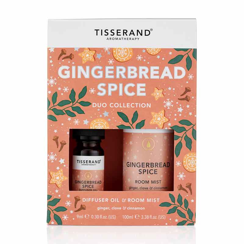 Tisserand Gingerbread Spice Duo Collection, christmas fragrance, gingerbread scents, aromatherapy, essential oils
