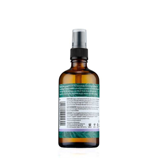 Tisserand | Rosemary Hair Oil | stronger hair | nourished hair | 100% pure Rosemary essential oil | Black Seed oil | Sweet Almond oil | Sunflower oil | nourish scalp | nourish lengths | stimulate hair growth | softer hair | shinier hair | healthier hair | ideal for all hair types | use 2 to 3 times a week