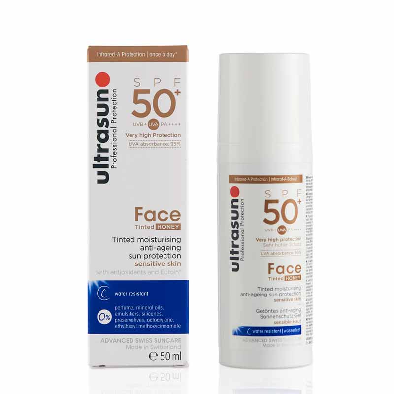 Ultraun Face SPF 50 Tinted Honey, tinted spf, coloured suncream, face sun protection