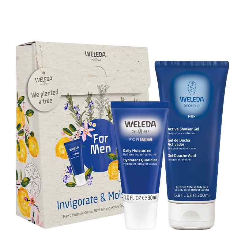 Weleda Invigorate & Moisturise Gift Set For Men | shower gel | moisturiser | Gift Set | Christmas