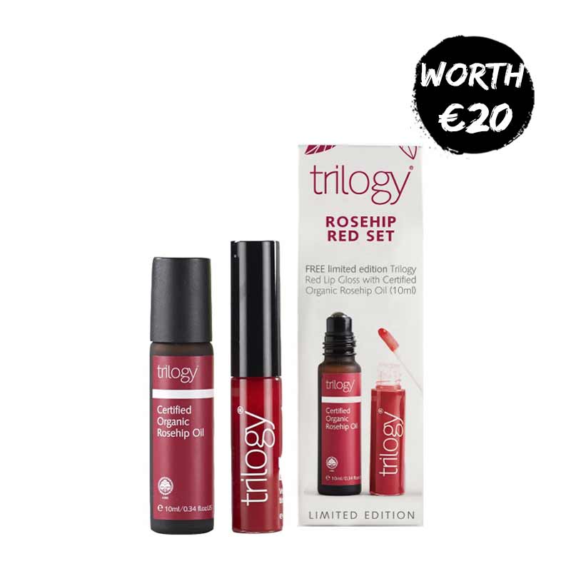 Trilogy Rosehip Red Gift Set | dry skin | trilogy christmas | skincare gift set | Organic Rosehip Oil | lipgloss | limited edition
