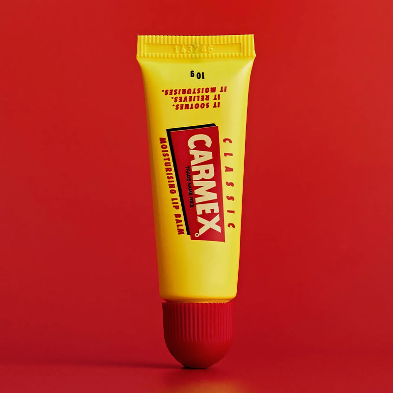 Carmex Classic | Lip Balm | Tube | repairs | protects | lips | caring | dry | chapped | hydrated | iconic | soften | nourish | hydrate | relieve | protection | glides on | camphor | comforting | soothing | relieving irritation | beeswax | lanolin | salicylic acid 