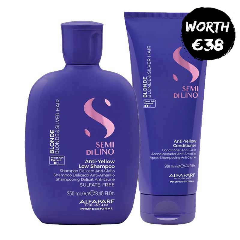 Alfaparf Semi Di Lino Blonde Anti-Yellow Shampoo & Conditioner Duo for blonde and silver hair