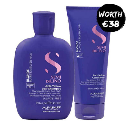 Alfaparf Semi Di Lino Blonde Anti-Yellow Shampoo & Conditioner Duo for blonde and silver hair