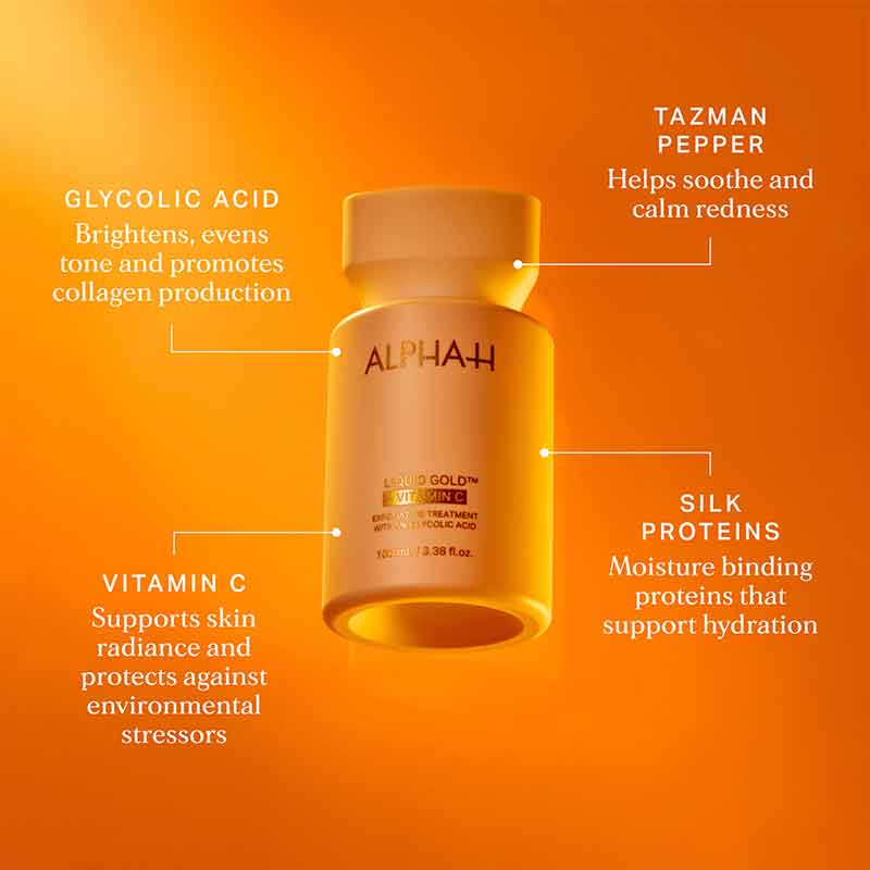 Alpha-H Liquid Gold + FREE Alpha-H Liquid Gold with Vitamin, face exfoliator, Alpha-H Skincare, Vitamin C toner