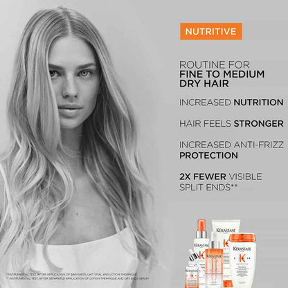 Kérastase, haircare for fine to medium hair, stronger hair, anti frizz protection, blow dry milk
