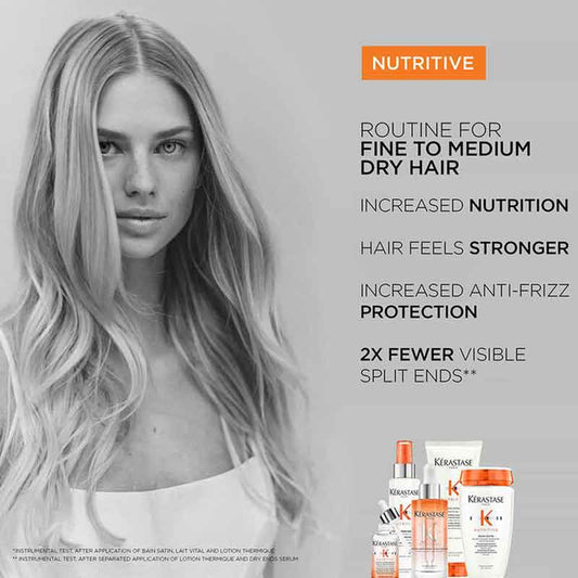 Kérastase, haircare for fine to medium hair, stronger hair, anti frizz protection, blow dry milk