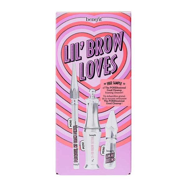 Benefit Cosmetics Lil Brow Loves Gift Set | three | brow heros | mini  pencil | volumizing gel | clear setting gel | defined | full | eyebrows 