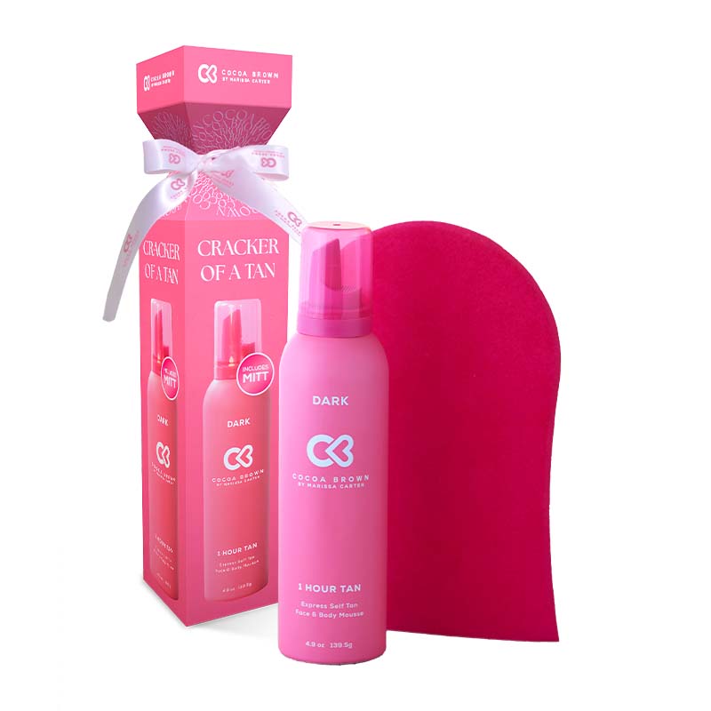 Cocoa Brown Cracker Of A Tan Gift Set Dark White background