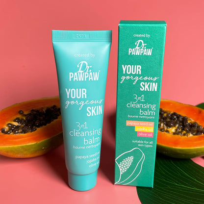 Dr Paw Paw Your Gorgeous Skin 3 in 1 Cleansing Balm | multiple benefits | versatile balm | beautifully nourished | glowing complexion | simplify skincare | smooth | soft canvas | favorite products.