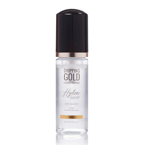 Dripping Gold Hydra Whip Clear Mousse | Dark | mousse | streak-free | ultra-hydrating | self tanning | sun-kissed | zero transfer | hyaluronic acid | nourished | long-wearing tan | bronzed 