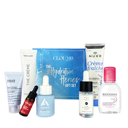 Cloud 10 Beauty The #HydrationHeroes Gift Set | 7 skin plumping treats | Rescues dry or dehydrated skin | Pestle & Mortar, Bioderma | Nuxe