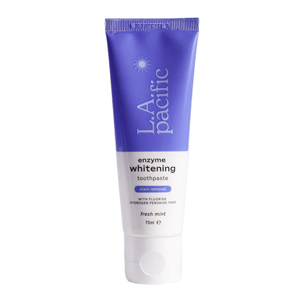 LA Pacific Enzyme Whitening Stain Removal Toothpaste | natural enzymes | whitens teeth | loosening | lifting surface stains | innovative enzyme technology | removes 82% of stains | 100% enamel-safe | Fresh mint flavour | super refreshing| breath | fresh