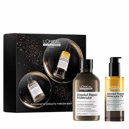L'Oréal Professionnel Absolut Repair Molecular Shampoo & Hair Oil Gift Set for damaged hair