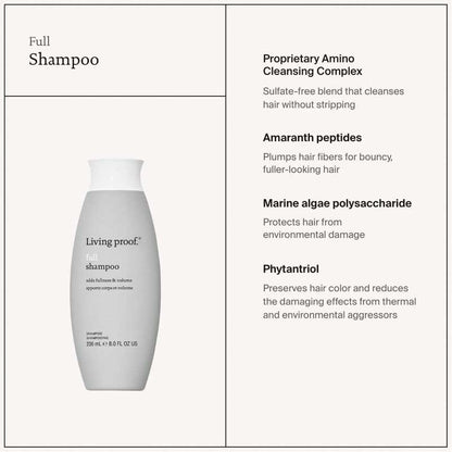 Living Proof Curl Shampoo | revolutionary blend | fine | flat hair | volume | vitality | longing for | gentle | potent | allure | looks | feels | behaves | naturally thick | full counterpart