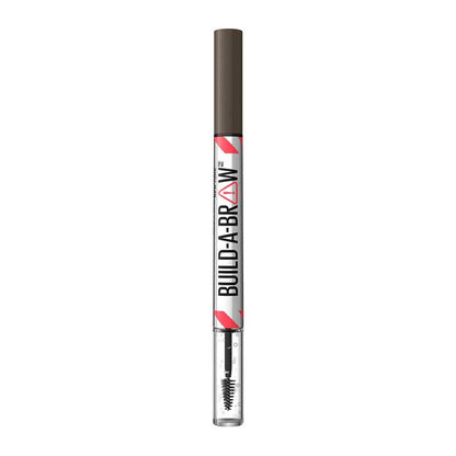 Maybelline Build-A-Brow 2-in-1 Brow Pen & Gel | Fuller brows in 2 easy steps | Ultra-precise pen for realistic hair-like strokes | Clear sealing gel for long-lasting hold | Waterproof and sweat-resistant | Up to 24-hour wear | Black Brown