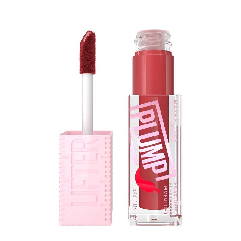 Maybelline Lifter Plump Lip Gloss | Provides intense heat and visible plumping effects | Hydrating formula with a radiant tinted sheen | Creates a tingling sensation for a fuller-looking pout | Powered with chili pepper, Maxi-Lip technology, and hyaluronic acid | Moisturizes and conditions lips | Available in a range of shades