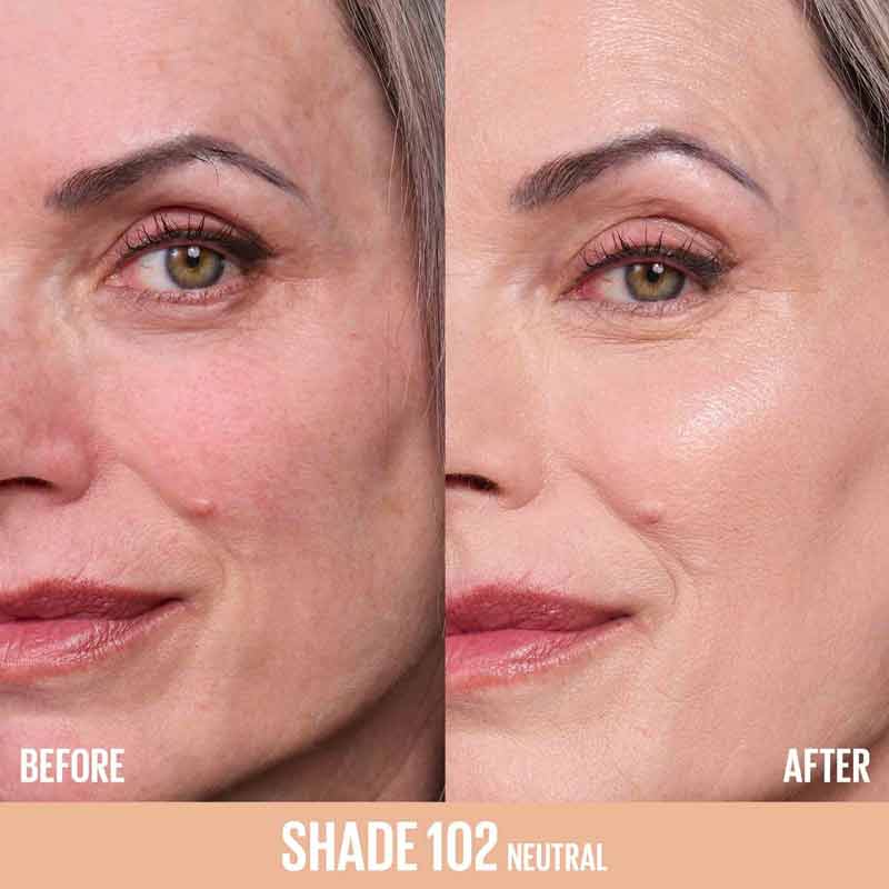 Maybelline Lifter Plump & Glow Foundation 102 Before & After