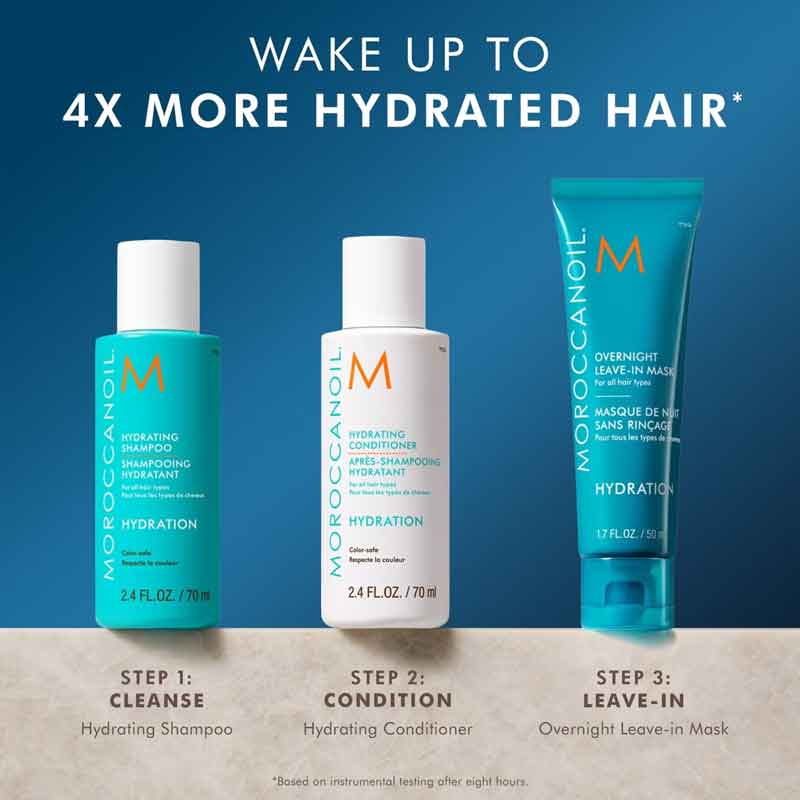 Moroccanoil Hydrate Shampoo, Conditioner + Overnight Leave-in Mask Gift Set