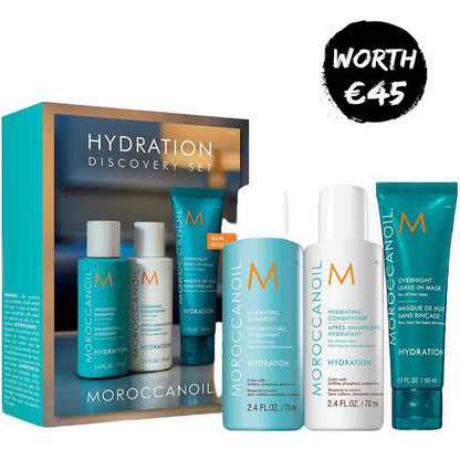 Moroccanoil Hydrate Shampoo, Conditioner + Overnight Leave-in Mask Gift Set