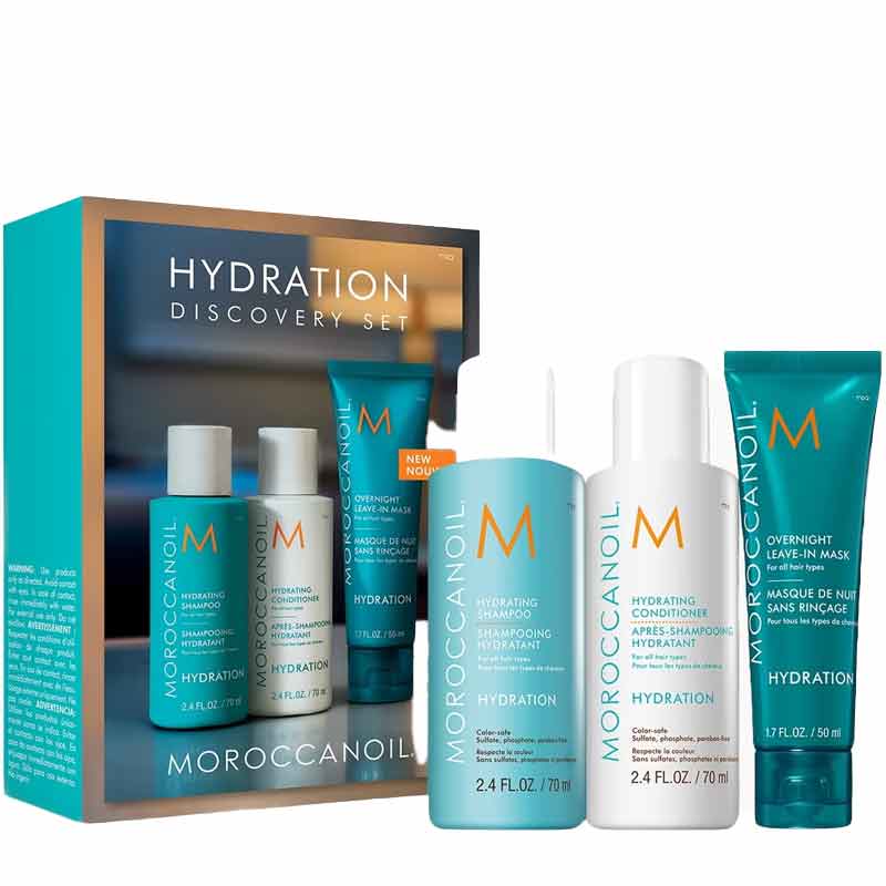 Moroccanoil Hydrate Shampoo, Conditioner + Overnight Leave-in Mask Gift Set