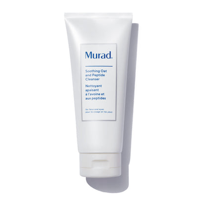 Murad Soothing Oat and Peptide Cleanser | creamy | cleanse | effective | removes | dirt | oil | makeup | gentle | skin | over dry | eczema prone | creamy | locks | moisture | reduces | irritation | comfort | lifesaver