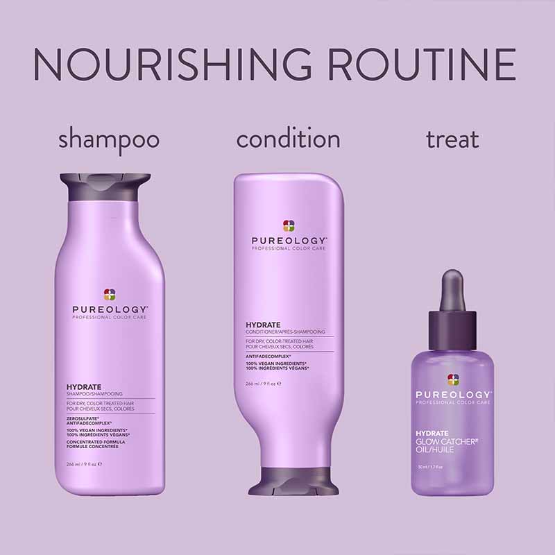 Pureology Hydrate Glow Catcher Hair Oil haircare routine, Pureology Hydrate range