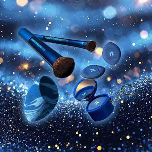 Real Techniques Base Basics Gift Set Stylised Blue Glitter Image