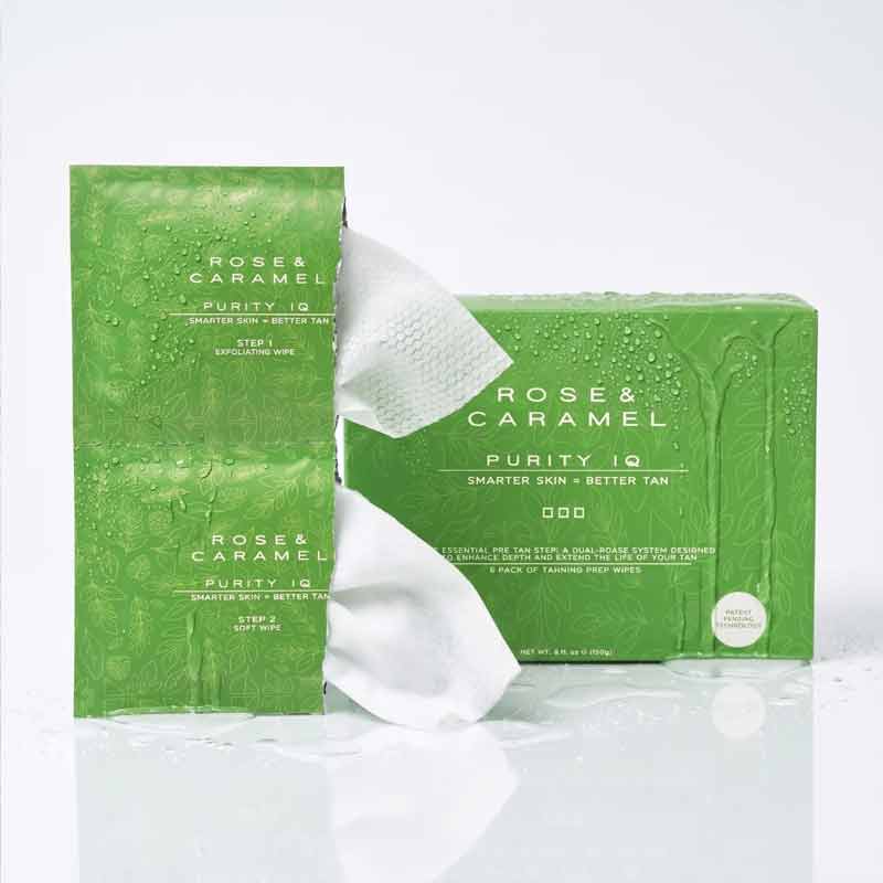 Rose & Caramel Purity IQ Self Tan Prep Wipes Open