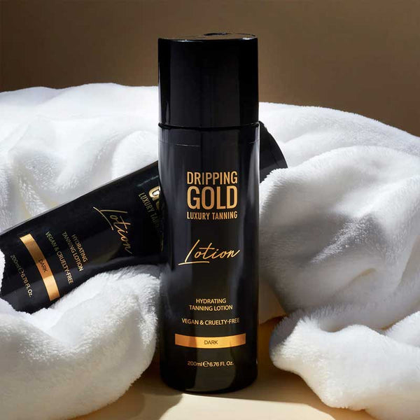 Dripping Gold Luxury Tanning Lotion | dark | tan | self-tanning | product | lotion | luxury | quality | bronze | skin | hydrating 
