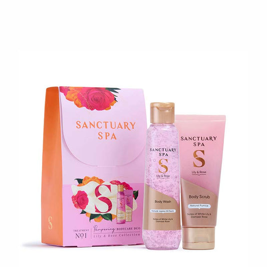 Sanctuary Lily & Rose Bodycare Duo Gift Set White Background Product Image