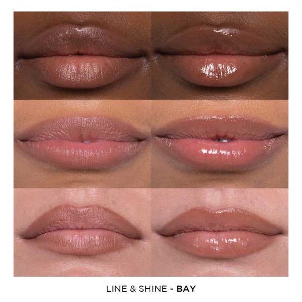 Sculpted by Aimee Connolly Line & Shine Duo | Bay | swatches | skin tones | liner | gloss | cool 