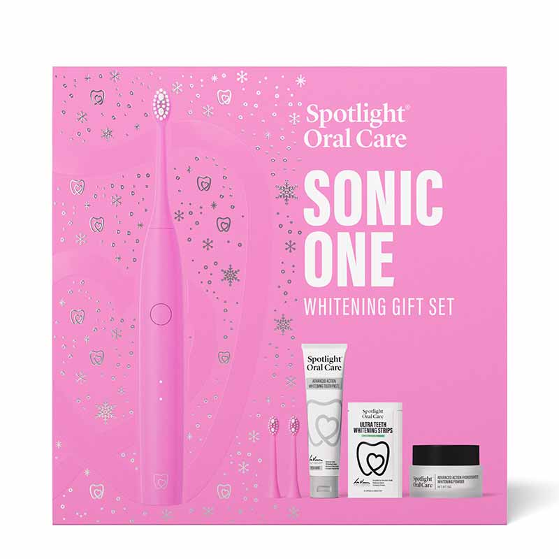 Spotlight Oral Care Sonic One Whitening Gift Set Pink Outer Box