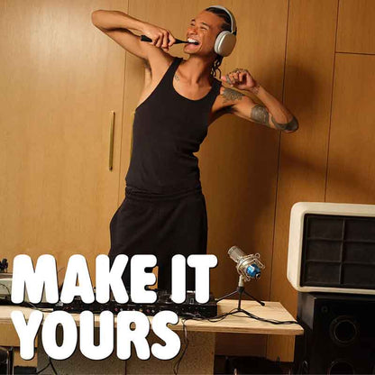 Spotlight Oral Care Sonic One Toothbrush Black Man dancing brushing teeth on text says make it yours