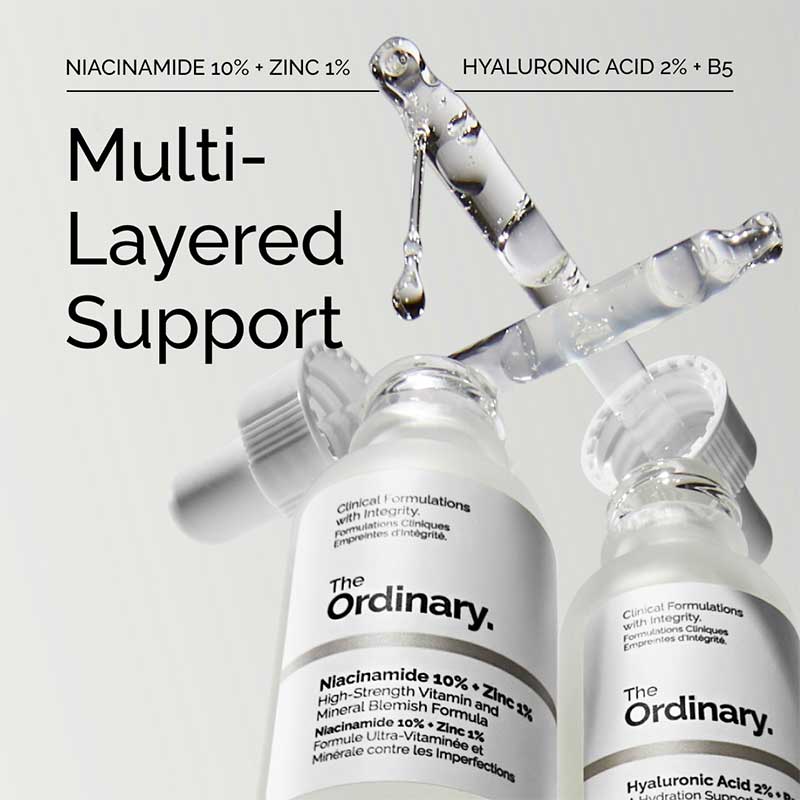 The Ordinary The Skin Support Set | Iconic Duo of Bestselling Serums | Includes Niacinamide 10% + Zinc 1% and Hyaluronic Acid 2% + B5 | Perfect Combination to Moisturize the Skin | Provides the Support Skin Needs