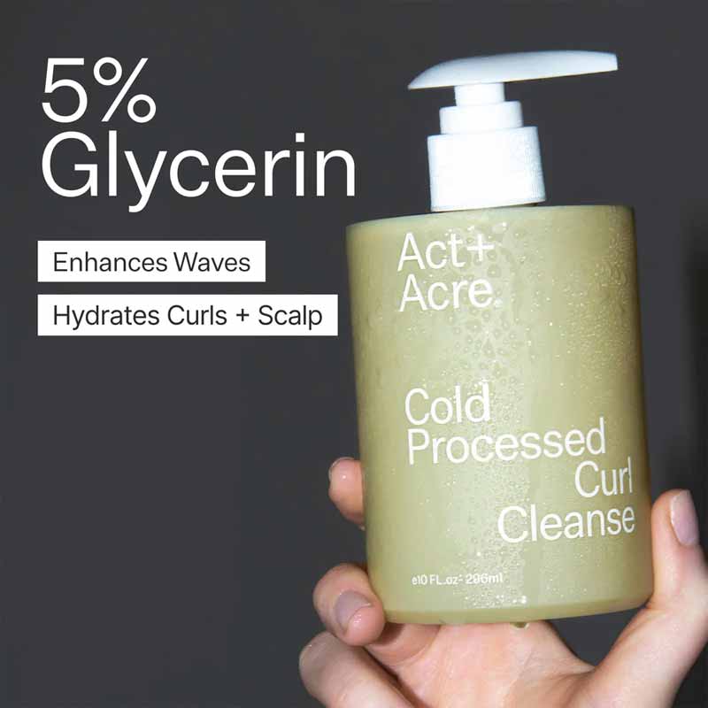 Act+Acre Cold Processed Curl Cleanse Shampoo | Advanced formula with 5% Glycerin | Supports scalp health | Promotes hydrated, healthy curls