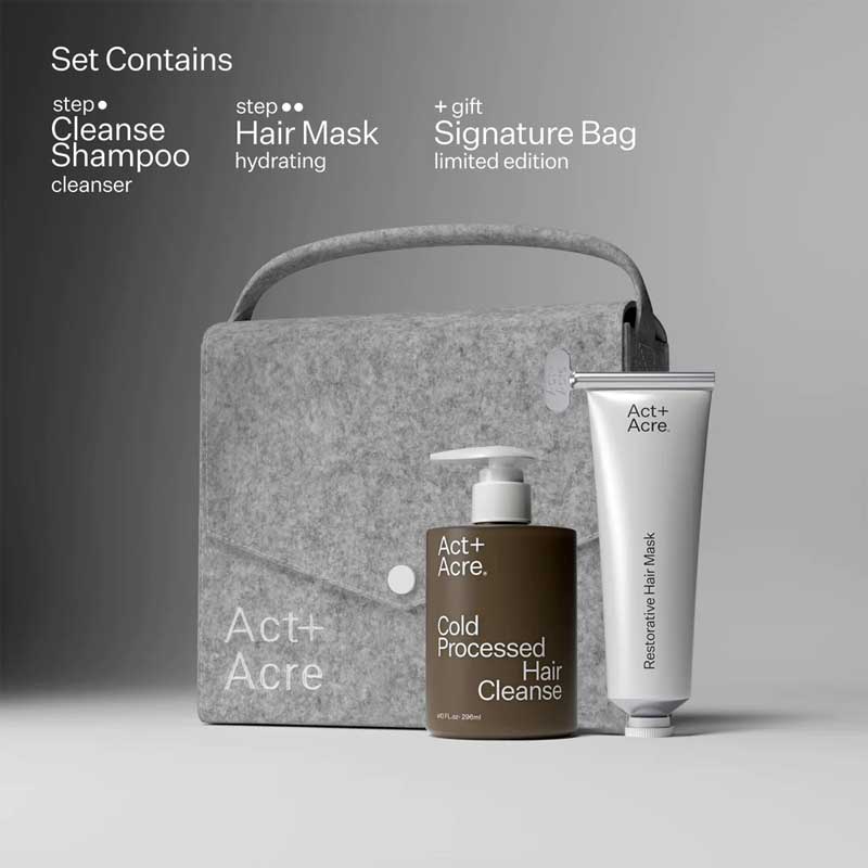 Act+Acre Dry + Damaged Hair System | Hair Cleanse + Hair Mask | Shampoo | Hair Mask | Restore | Conditioning Mask