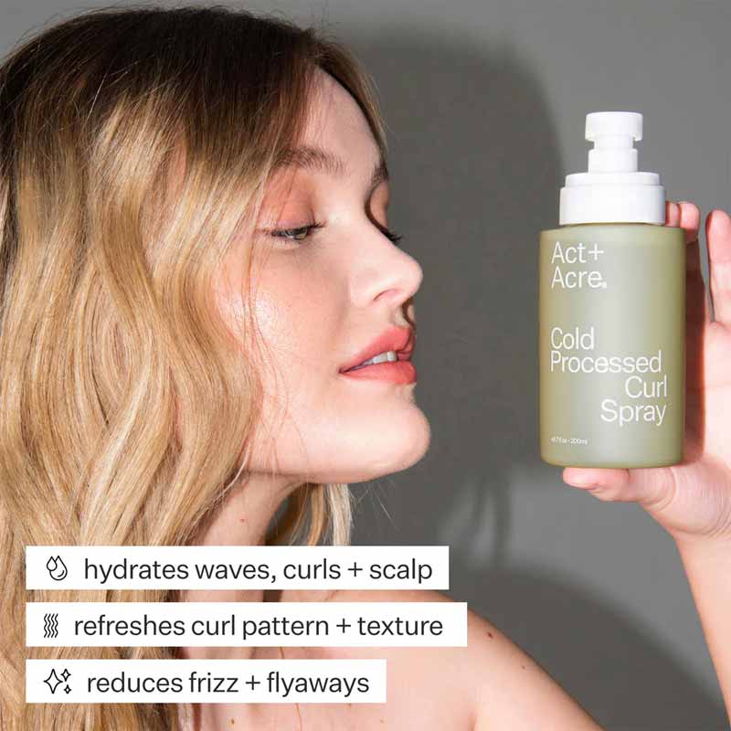  Act+Acre Cold Processed Curl Spray | Enhances curls | Hydrates waves | Soothes scalp | Refreshes curl pattern | Reduces frizz & flyaways