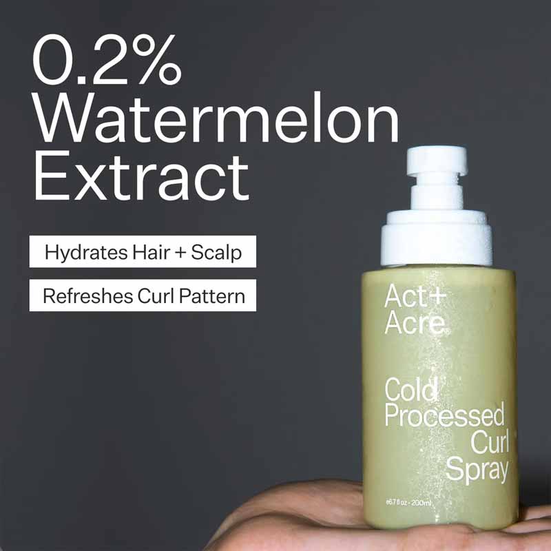  Act+Acre Cold Processed Curl Spray | Hydrates Hair | Watermelon Extract | Soothes scalp | Restores natural curl pattern