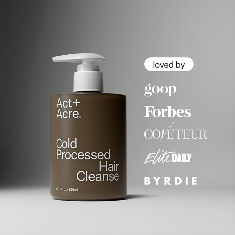 Act+Acre Cold Processed Hair Cleanse Balancing Shampoo | revolutionary hair care | plant-derived scalp and hair cleanse | 2% Apple Amino Acids | transformative hair cleansing.