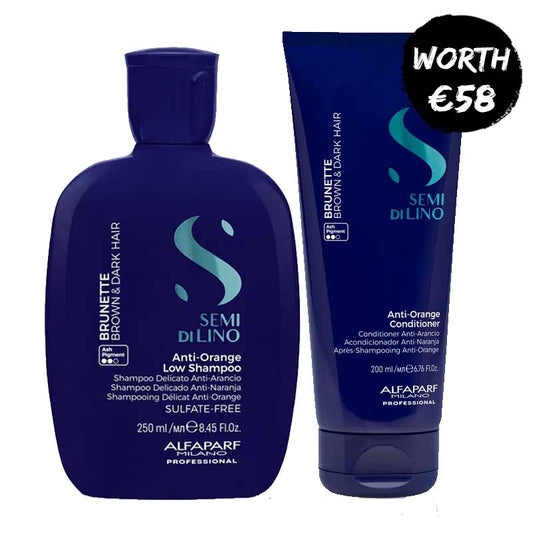Alfaparf Semi Di Lino Brunette Anti-Orange Shampoo & Conditioner Duo for brown and dark hair