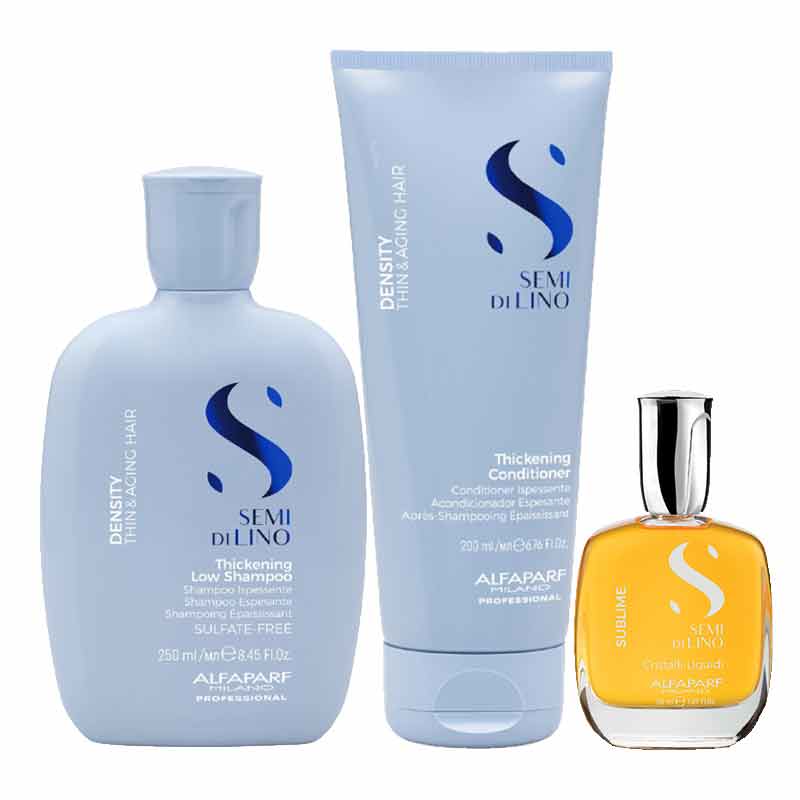 Alfaparf Semi Di Lino Density Bundle, thickening haircare, haircare for thin hair, thickening shampoo