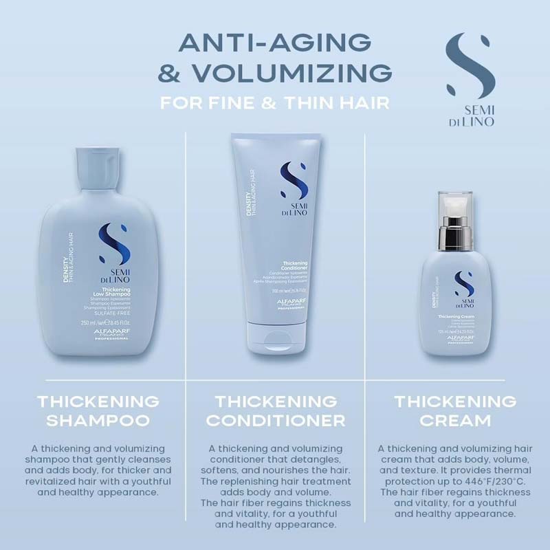 Alfaparf, Alfaparf Semi Di Lino Density Thickening Low Shampoo For Thin Hair, Anti Ageing, Volumising Hair Range