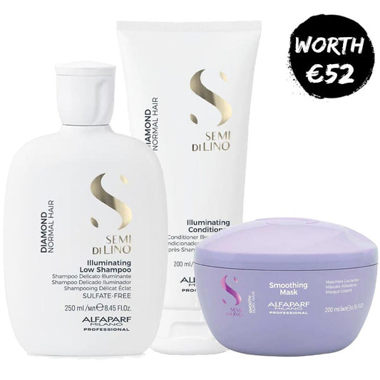 Alfaparf Semi Di Lino Diamond Shampoo & Conditioner Duo For Dull Hair with a Free Alfaparf Smooth Mask