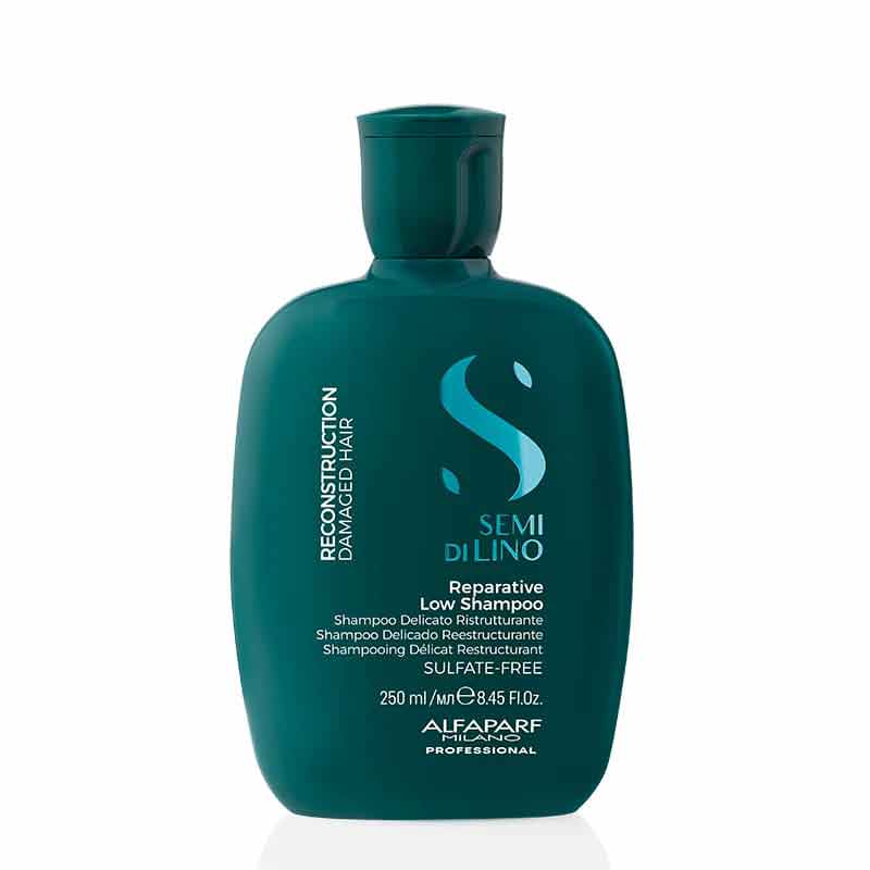 Alfaparf Milano Professional Semi Di Lino Reconstruction Reparative Low Shampoo, gentle cleansing, promotes fiber reconstruction, restores strength and elasticity, damaged hair, weakened hair, hair repair