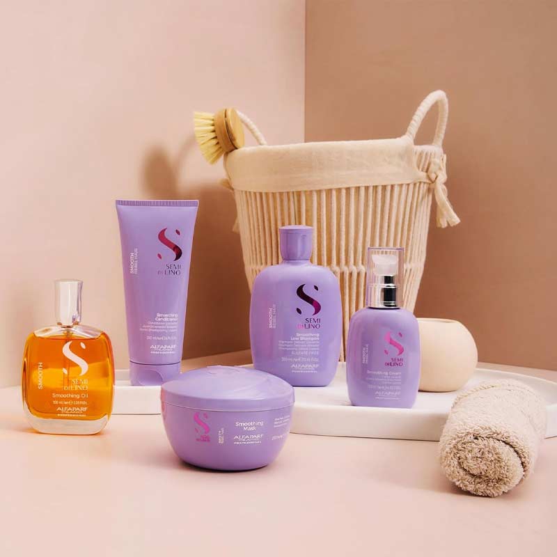 Alfaparf Semi Di Lino Smooth Smoothing Range for frizzy unruly hair, frizz control, smooth hair