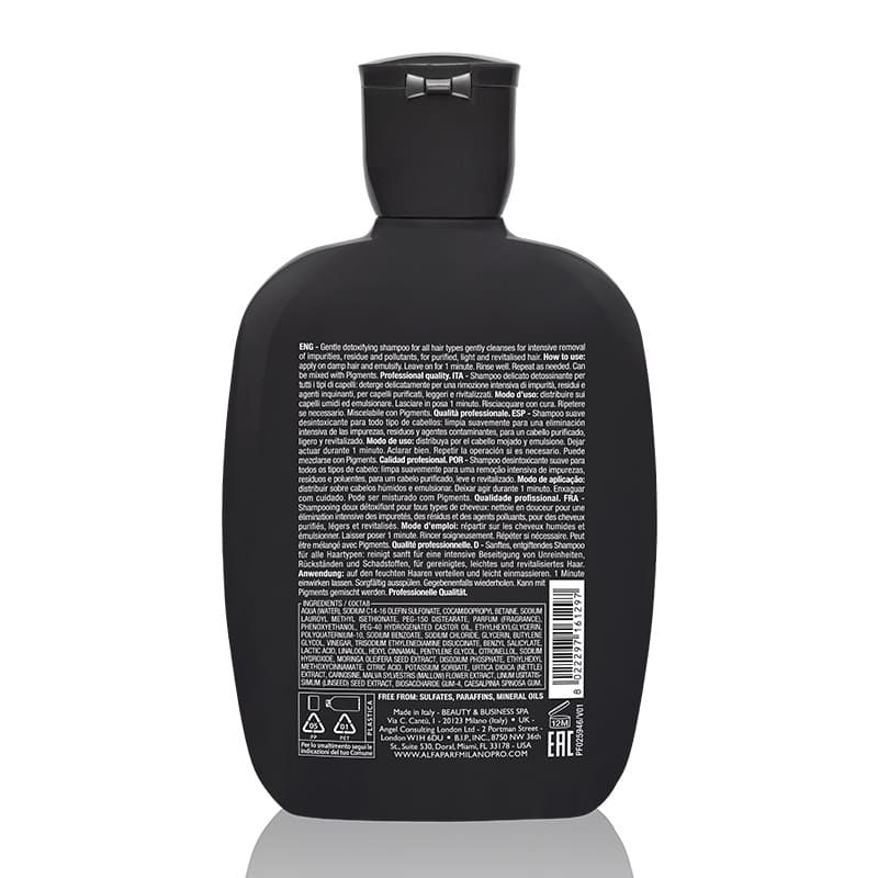 Alfaparf Milano Professional Semi Di Lino Sublime Detoxifying Low Shampoo, Gentle Cleansing Shampoo, Product Buildup in hair, sulphate free shampoo