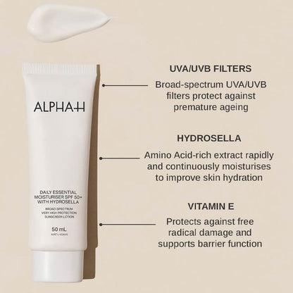 Alpha-H Daily Essential Moisturiser SPF 50+ with Hydrosella