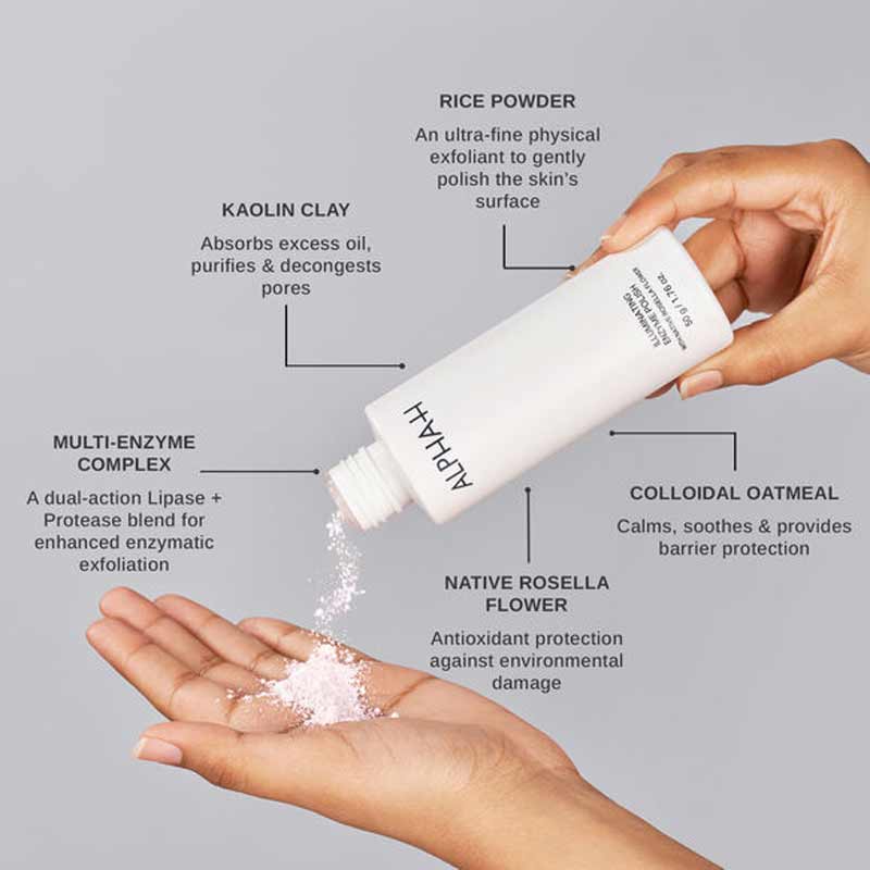 Alpha-H Illuminating Enzyme Polish with Native Rosella Flower Key Ingredients Infographic