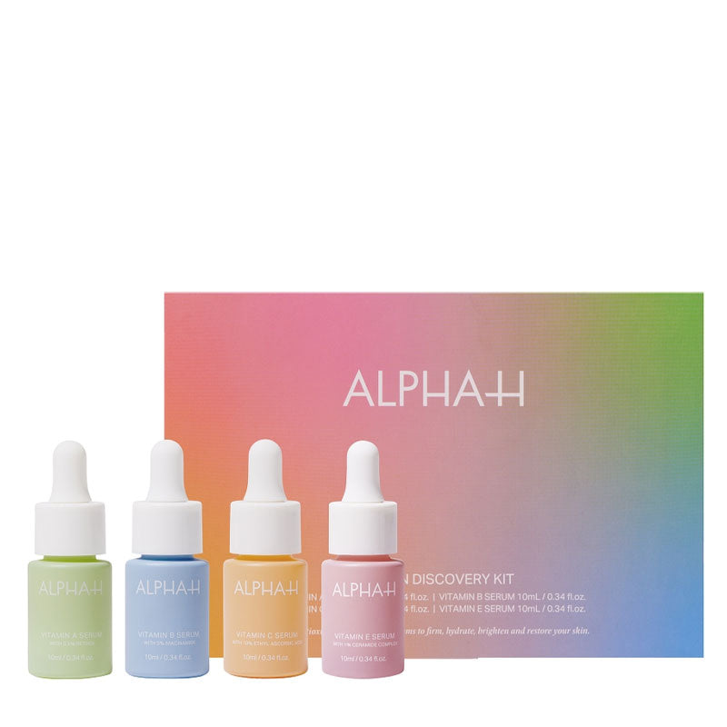 Alpha-H Vitamin Discovery Kit | Ultimate serums starter set | All skin types | 4-piece kit | Trial bestselling serums | Expert instructions | Ingredient education | Tailored skincare routine